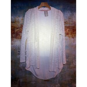 Dolan Left Coast Collection White Mixed Media Open Front Cardigan Sweater L USA